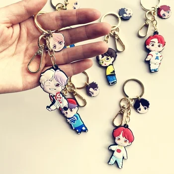 

bangtanboys Cartoon Two-sided Soft glue Key buckle Pendant Key chain Periphery Same Paragraph