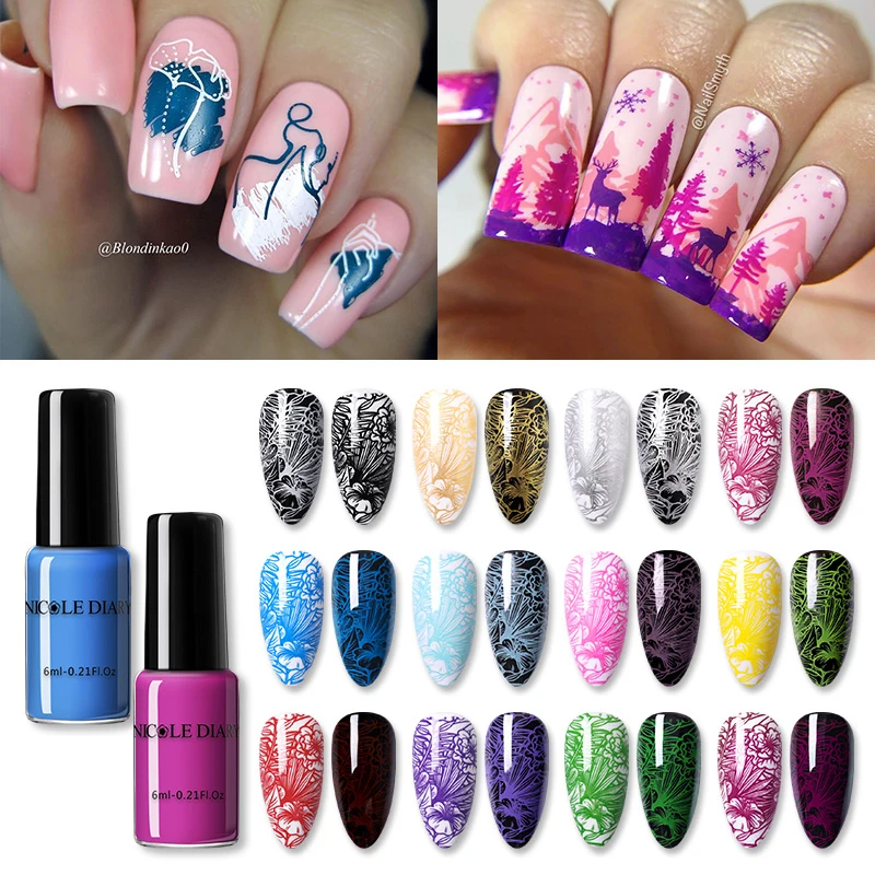 Nail Polish Stamping Black White Gold Silver Nail Art Printing DIY for Stamping Plate
