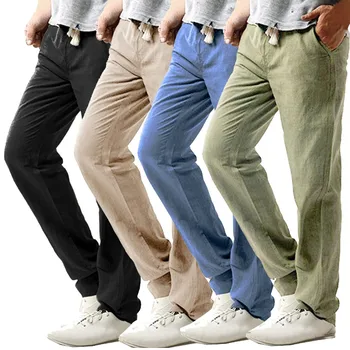 

491# Men's Summer Pants Casual Slim Strandhosen Linen Hose Pant