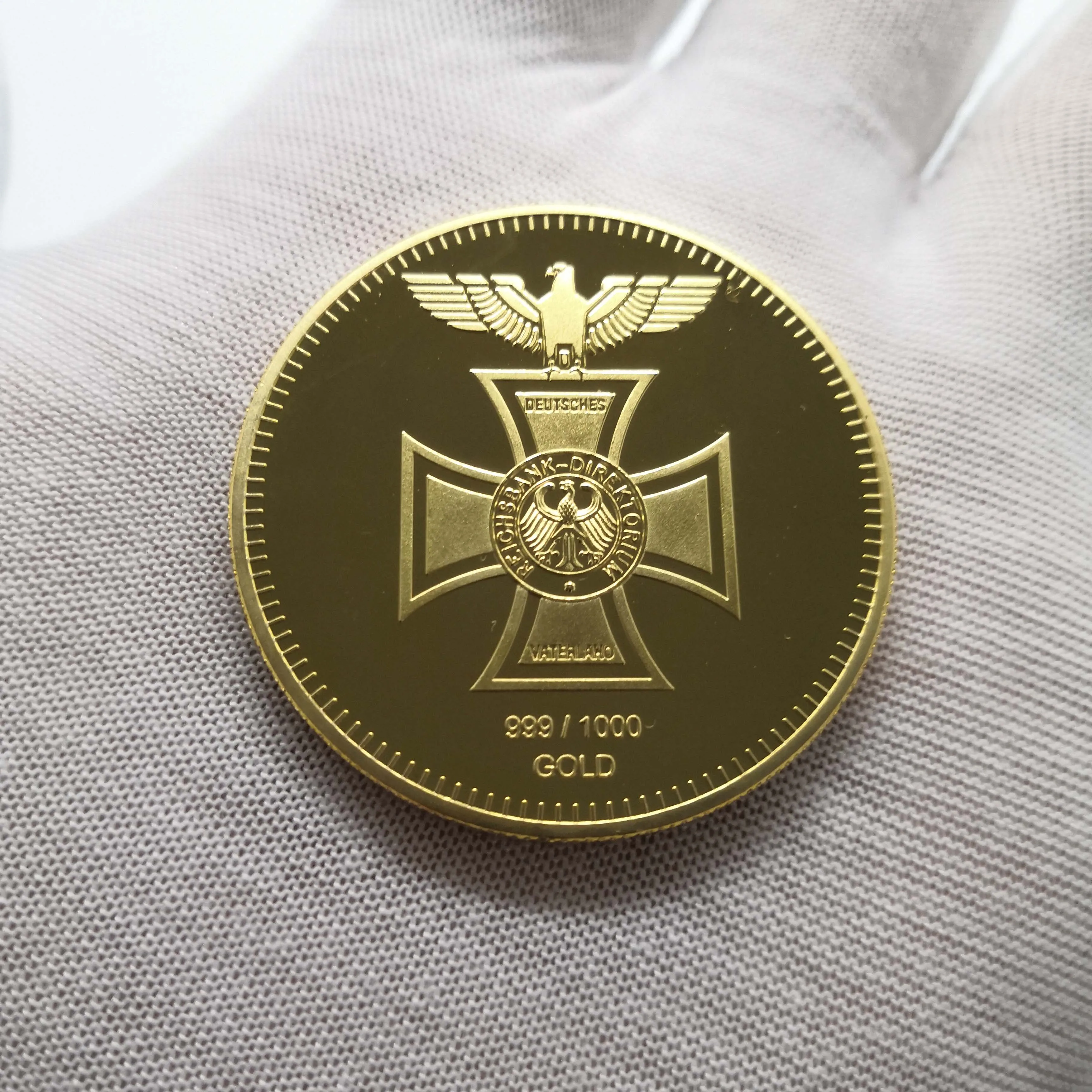 German 1872 Eagle Cross Reichsbank Gold 999/1000 Plate Replica Direktorium Metal Coin Collectible | Дом и сад