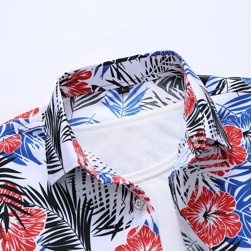 45 кг-120 кг размера плюс 5XL 6XL 7XL Летняя мужская гавайская рубашка, мужская повседневная рубашка с принтом, пляжные рубашки с коротким рукавом
