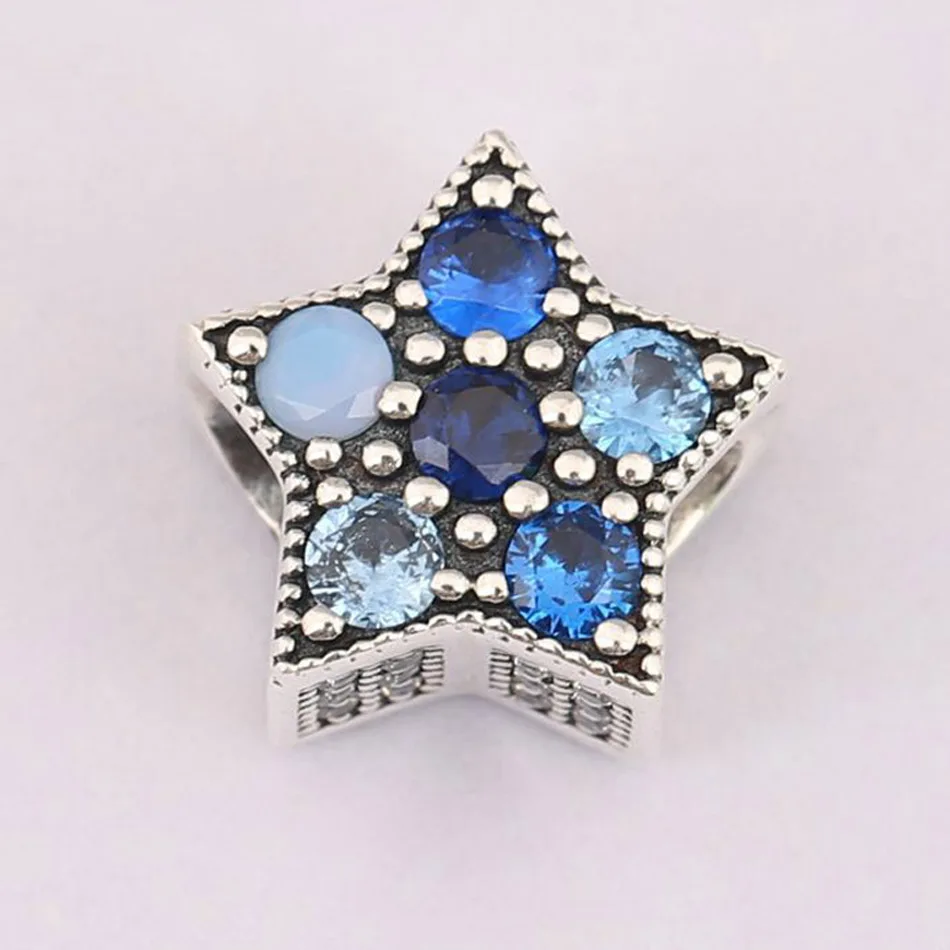 Authentic S925 Silver Bead DIY Jewelry Bright Star Charms fit Pandora Bracelet Girl Lady Birthday Gift Multi-Colored Crystals