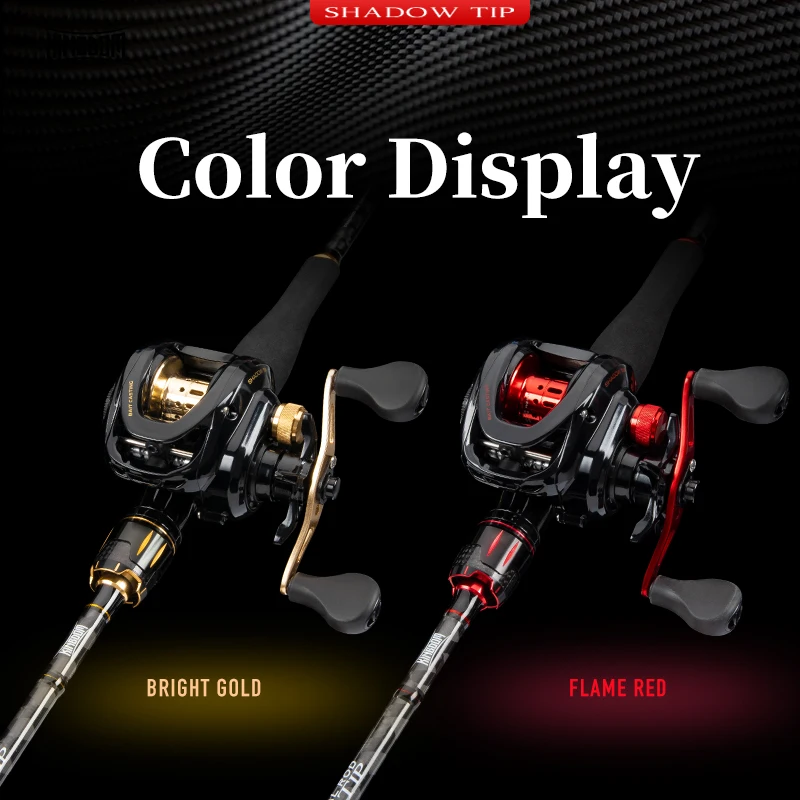 Kingdom SHADOW TIP Fishing Rod and Reel Combo Set Two Tips M/MH/ML 2.1m  2.4m Baitcasting Reel Carbon Feeder Rod Fishing Rods