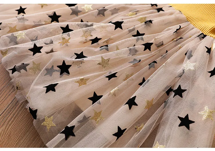 Коллекция года, модное Вязаное детское платье со звездами для девочек Одежда для рождественской вечеринки, хлопковые вечерние платья с длинными рукавами для девочек возрастом от 3 до 8 лет