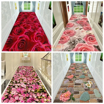 

New 3D Rectangle Carpets Modern Garden Flower Living Room Hallway Doormat Bathroom Carpets Kids Room Kitchen Mat Rug Anti-slip