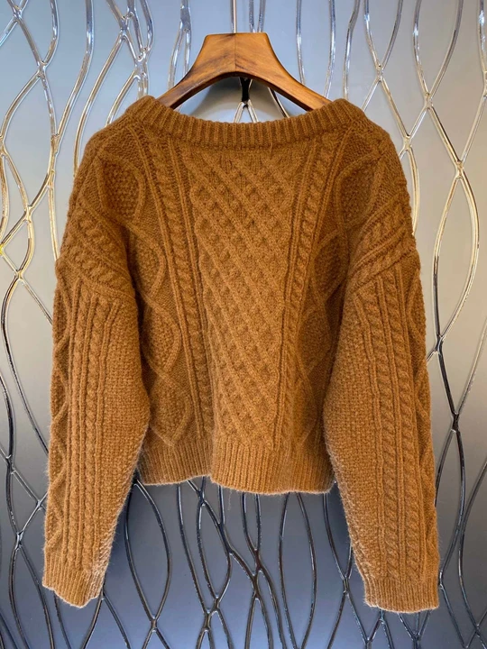 Новые женские осенние и зимние Дикий сплошной цветной свитер с треугольным вырезом свитер 1011