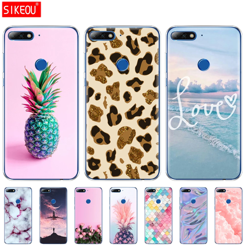 Case For Huawei Y7 2018/Y7 Prime 2018 Soft TPU Silicon Back Cover 360 Full Protective Printing Coque | Мобильные телефоны и