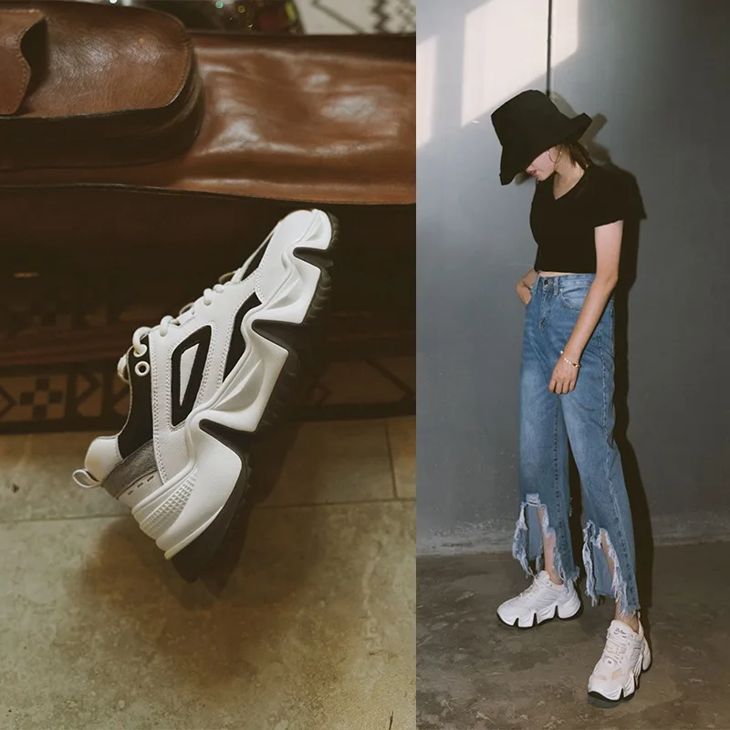 

INS Hot Selling Fashion Mixed Colors Dad Shoes 2019 Autumn & Winter Lace up Front Casual Shoes Platform S203378