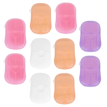 

10 Boxes Disposable Soap Flakes Portable Soap Sheet Hand Washing Soap Travel Cleaning Soap Mini Soap Paper Random Scent