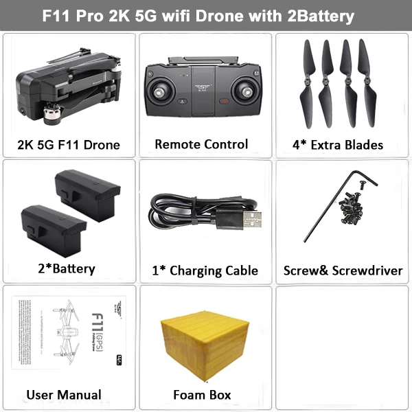 SJRC F11 PRO gps Дрон с камерой 2K Дрон FPV 5G Wifi Квадрокоптер управление жестами бесщеточный 25 минут время полета складной Дрон - Цвет: 2K 2B FB