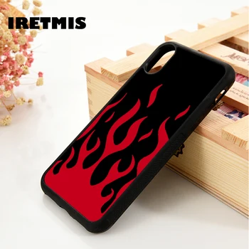 

Iretmis 5 5S SE 6 6S Soft TPU Silicone Rubber phone case cover for iPhone 7 8 plus X Xs 11 Pro Max XR Flame Pattern Black Red