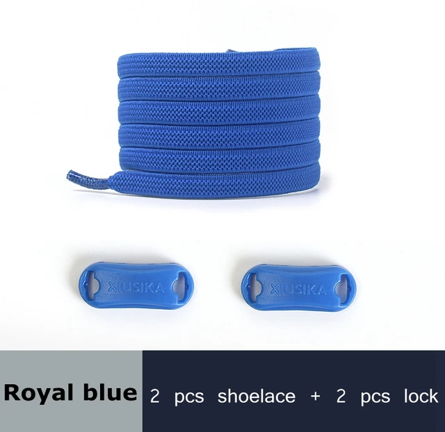 Reticulated Woven Elastic Shoe Laces Flat buckle Lock No Tie Shoelaces Sports Competition Take A Walk Sneakers Lazy Lace Royal blue