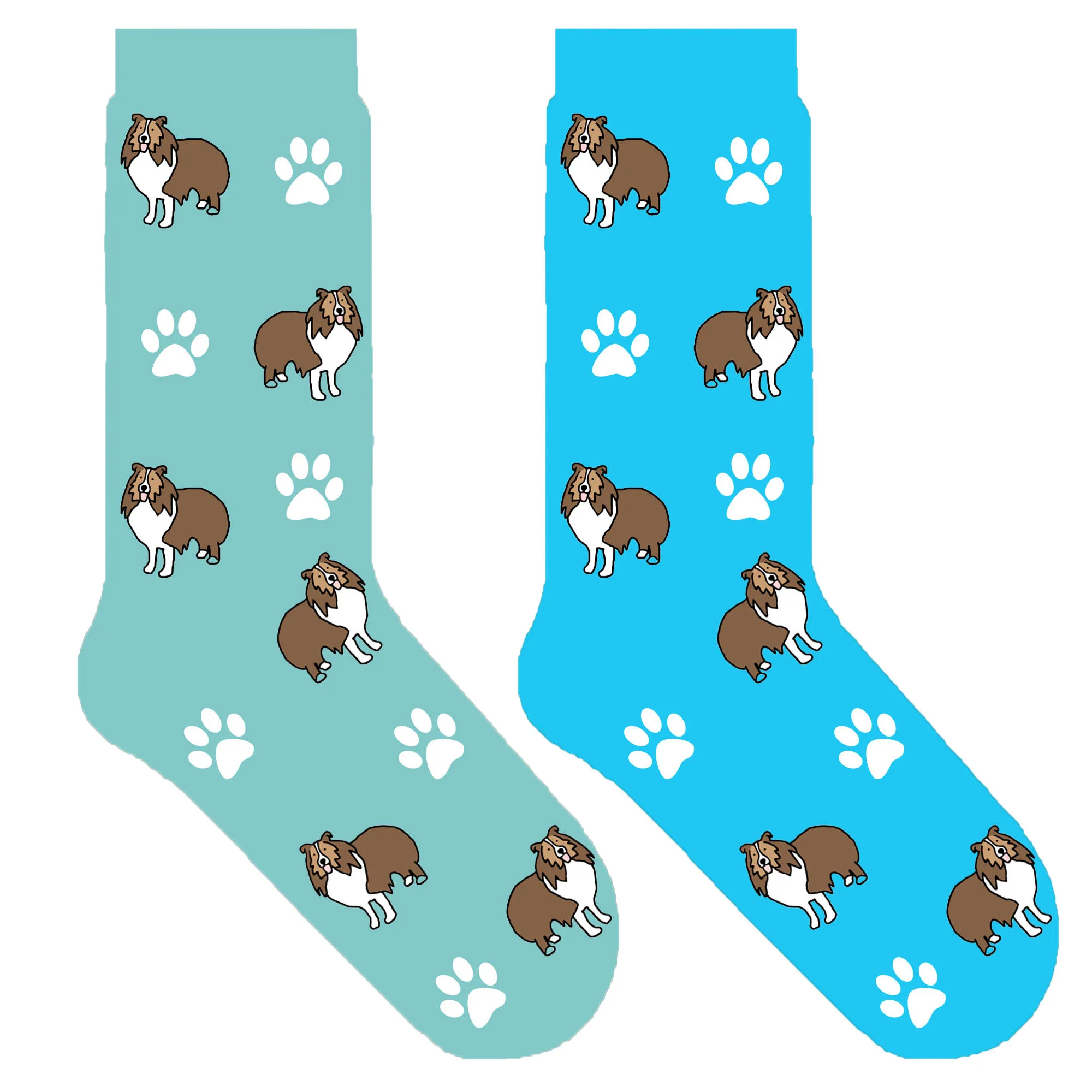 Sheltie crew socks with cute dog Shetland Sheepdog dog theme gift ORIGINAL puppy women unisex cotton sox 50 pair/lot EU 38-44