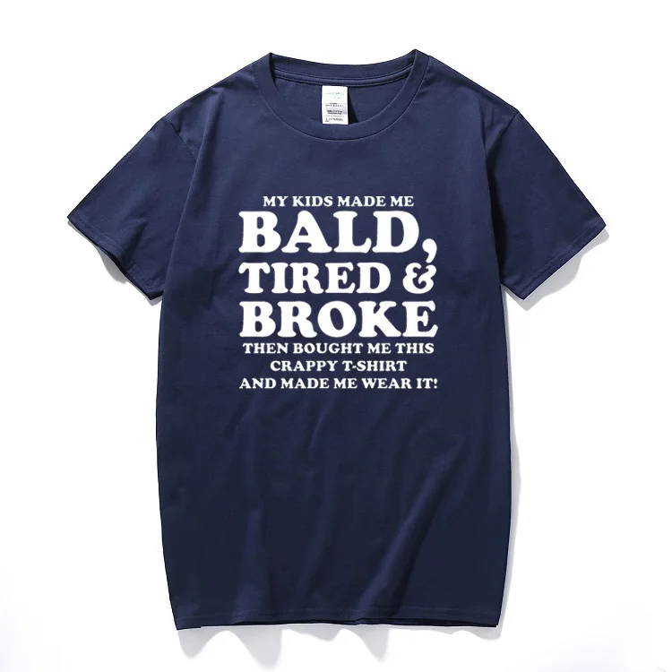One yona/мужская одежда детская футболка с надписью «Make Me Bald tisting» Новинка, забавная футболка папочка, папочка, подарок на день рождения, хлопковые топы с короткими рукавами - Цвет: NavyBlue