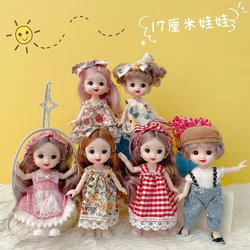 BJD – poupée articulée 16CM avec visage heureux, vêtements à la mode, habillement 3D, grands yeux, Mini poupée mignonne, jouet bricolage pour enfants, cadeau 