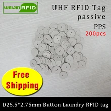RFID пуговица UHF 915mhz 868mhz 860-960MHZ Alien H3 200pcs пассивный RFID PPS тепло и водостойкий тег