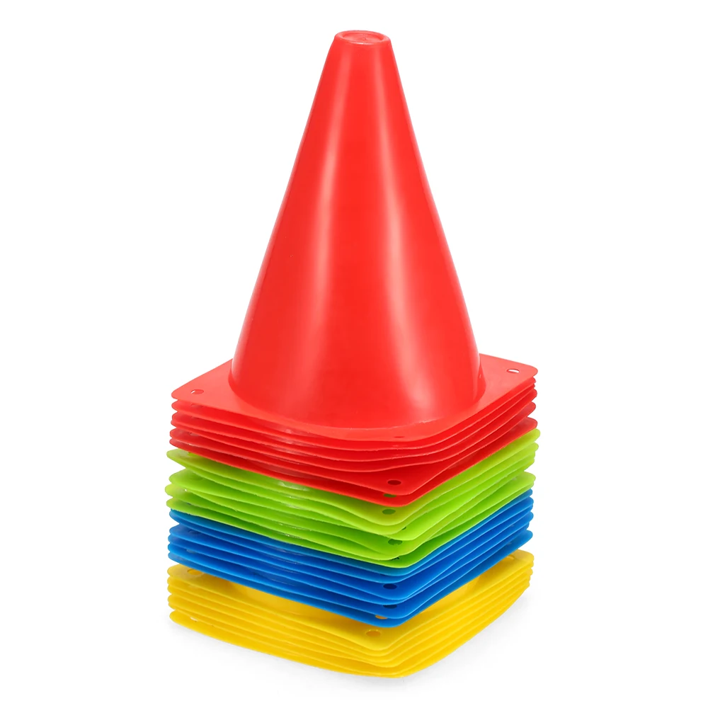 

24 Pack 7 Inch Plastic Sport Training Traffic Cone Space Marker for Kids Home Football Training Soccer 4 Colors