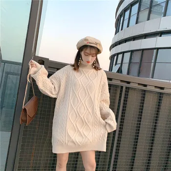 

New Style for Autumn and Winter Spolid Turtleneck Sweater Women Jacket Korean-Style Pullover Loose Plus-sized Sweaters