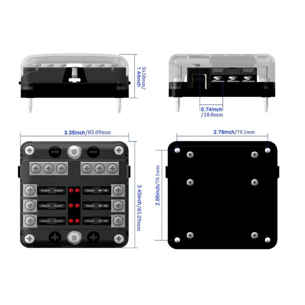 

Multifunctional 6-Way Blade Fuse Box Seat Terminal Box Busbar Pole Marine Boat Hgv Modified Fuse Box Fuse Box