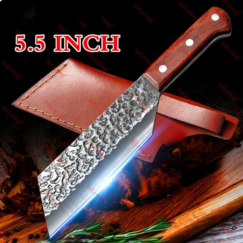 

5.5 Inch Stainless Steel Kitchen Chef Knives Laser Damascus Pattern Sharp Cleaver Slicing Utility Japanese Forged Sushi Knife