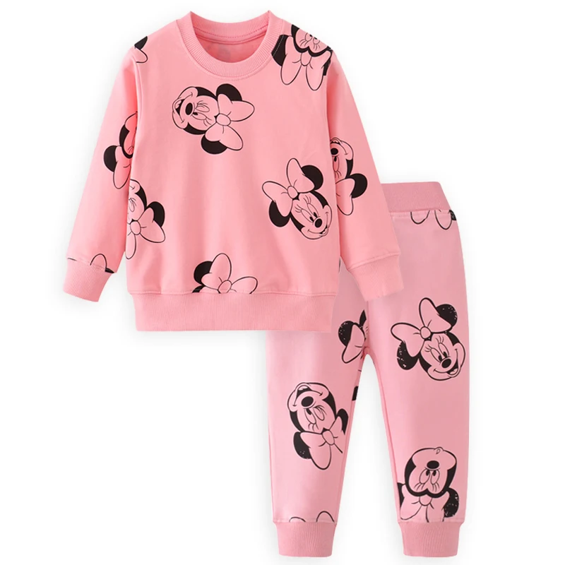 

Children Spring Autumn Clothes Baby Girls Minnie Clothing Sets Cute Print Sweaters+Pants 2pcs For Winter Girls Cartoon Clothes