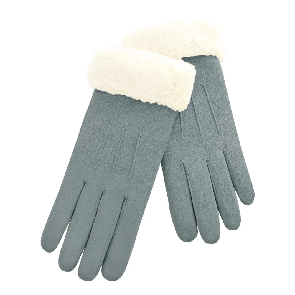 Женские уличные спортивные зимние перчатки с бантиком элегантные из искусственной замши, сохраняющие тепло, для девушек, полный палец, для вождения, однотонные мягкие манжеты, удобные, для катания на лыжах