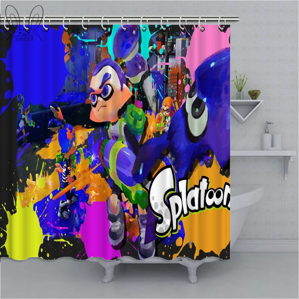 Цветная занавеска для душа aplyasia Splatoon 3D Водонепроницаемая полиэфирная ткань занавеска для душа s для декора ванной комнаты