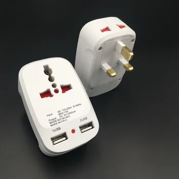 

2PCS UK Electric Plug Power Socket Adapter International Travel Adapter Universal Travel Socket 2 USB Power Charger Converter