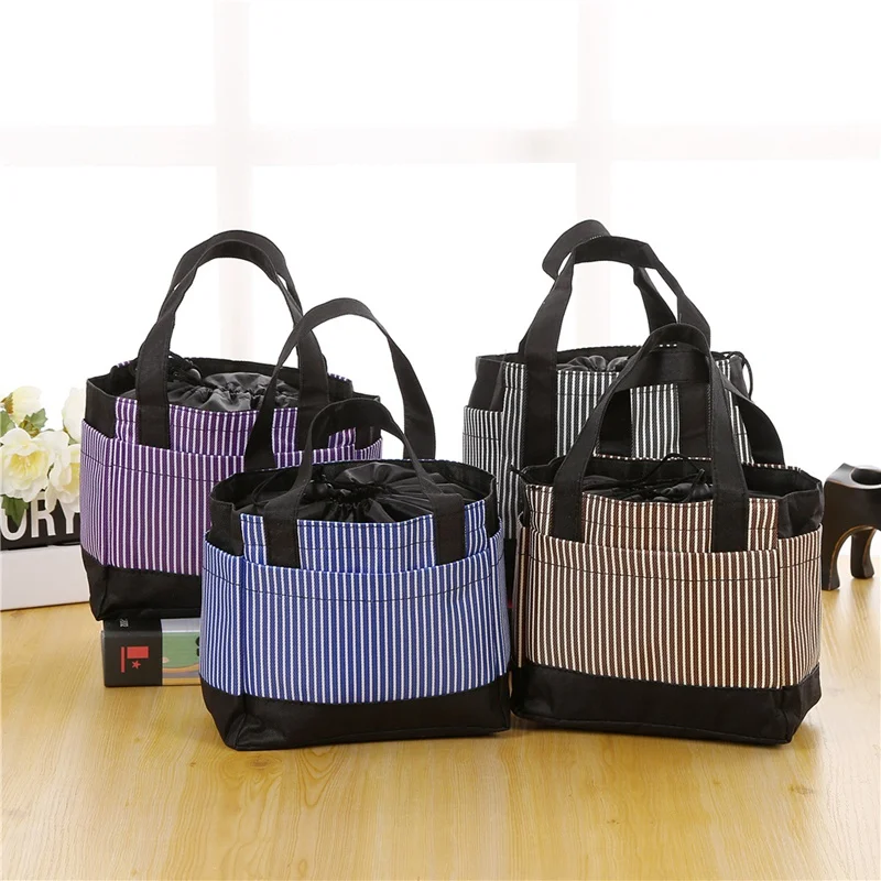 New Oxford Lunch Bags Drawstring Baby Bottle Thermal Bag Striped Students Kids Food Insulation Bags Home Picnic Tote Thermo