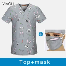 Больница для домашних животных медицинская Униформа стоматологическая клиника скрабы Топы Доктор Медсестры медицинская хирургическая Спецодежда салон красоты мультфильм Печать Топы