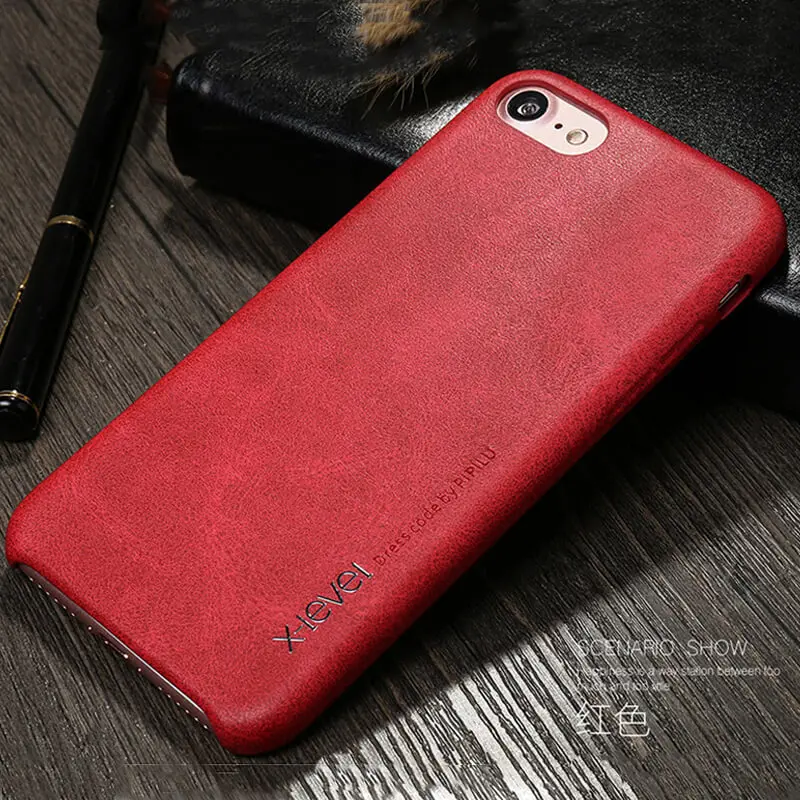 Красный X-Level винтажный Телефон чехол для iPhone 7 6 6s 4,7 дюймов 6plus 6s Plus 7 Plus 5,5 дюймов Роскошный чехол - Цвет: Красный