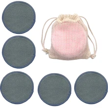 Tampons démaquillants réutilisables en Fiber de bambou, lavables à deux couches, tampons de nettoyage pour soins du visage avec sac, 10 pièces