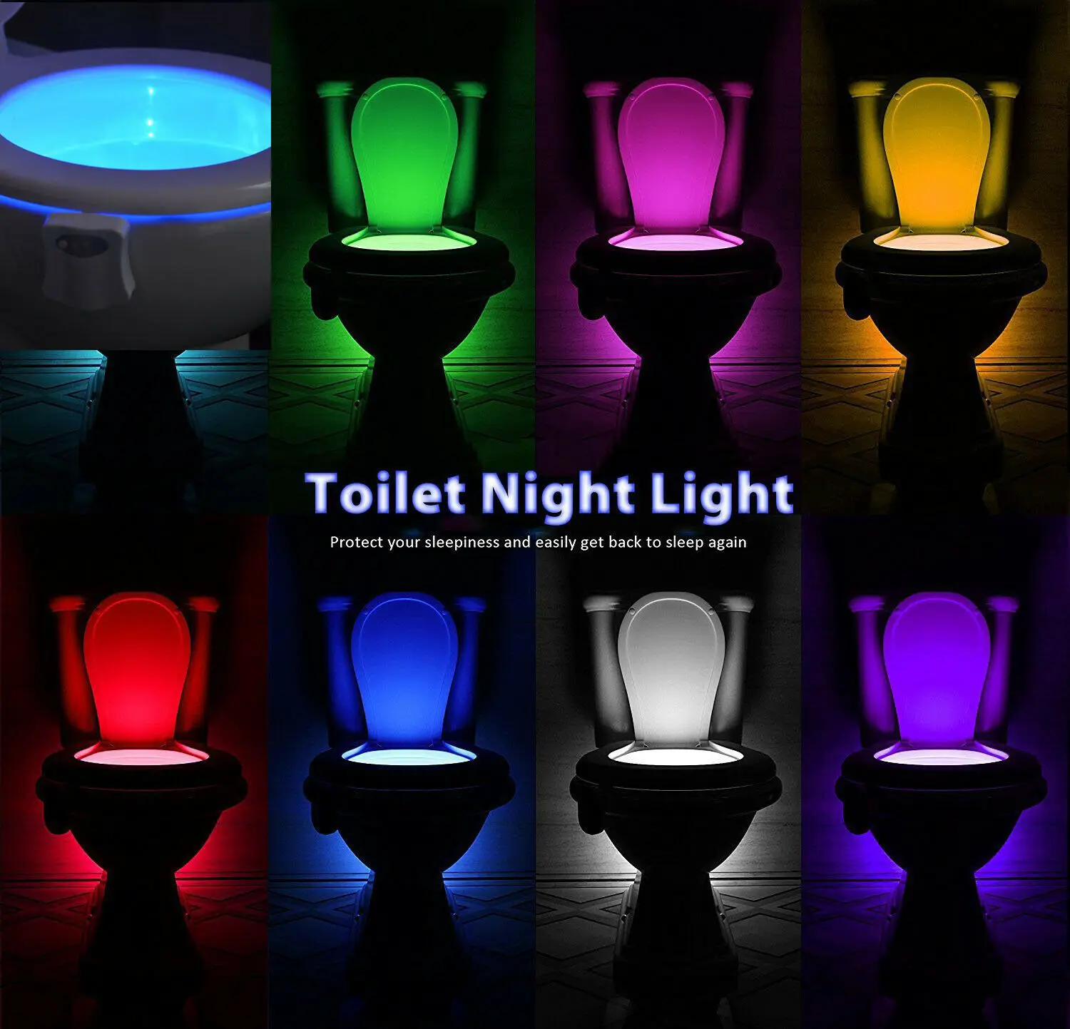 8 Colors Smart Toilet Seat Night Light PIR Motion Sensor Waterproof Toilet Light Backlight For Toilet Bowl Bathroom Washroom