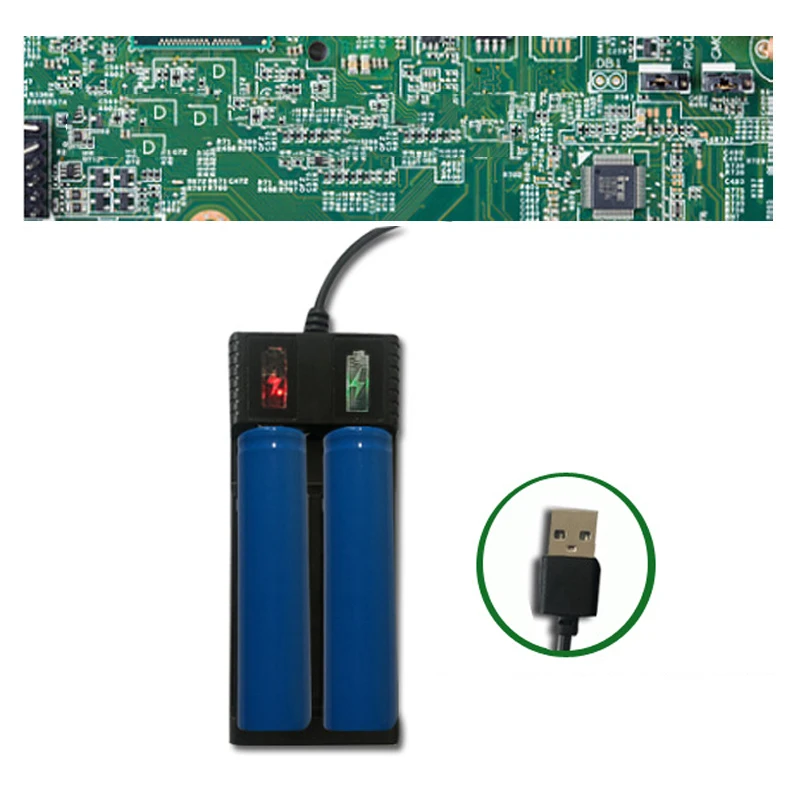 Battery Charger Adapter Universal USB 1/2 slot 18650 Smart Charging For Rechargeable Batteries Li-ion 18650 26650 14500