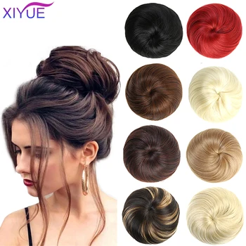 

XIYUE Donut Chignon Hot Women Synthetic Fiber Hair Bun Straight Short Hair Bun Donuts Ring Blonde Hair Extension Wig