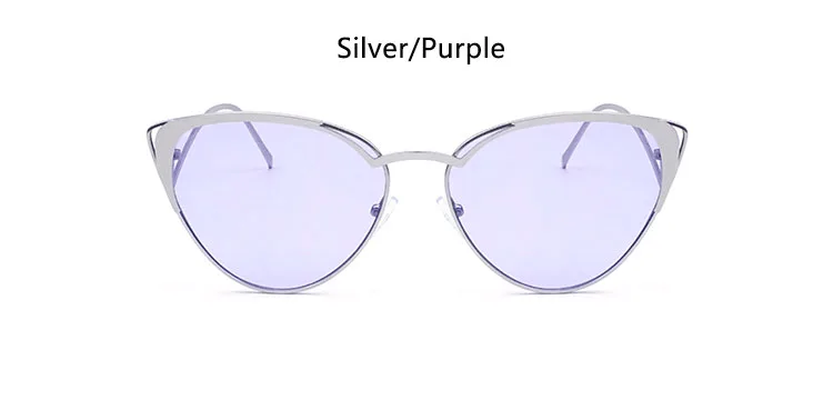 silver purple Стильные дизайнерские треугольные солнцезащитные очки кошачий глаз женские металлические изогнутые дужки градиентные зеленые коричневые солнцезащитные очки для женщин тонированные линзы - Цвет линз: silver purple