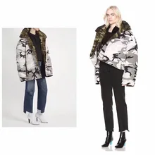 Виктория сон у Ифань Стиль Знаменитостей Европа и Америка Высокая уличная камуфляжная двухсторонняя одежда с капюшоном толстый пуховик Cott