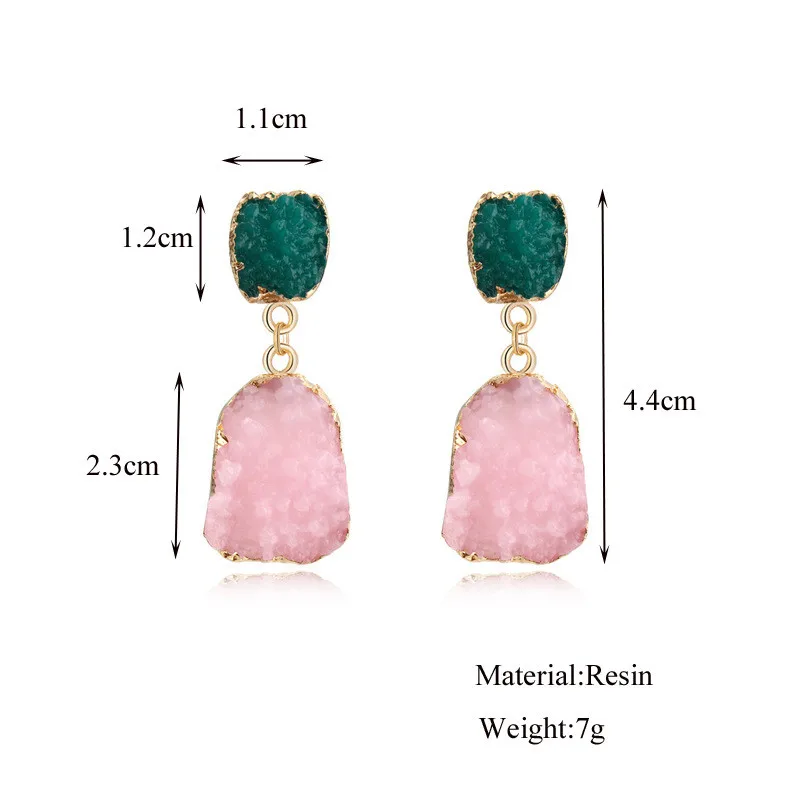 Hot Vintage Stone Druzy Resin Earrings Irregular Geometric Drop Earrings For Women Jewelry Statement Gifts For Women Accessories (12)