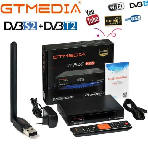 GTMEDIA V7 PLUS CCCam спутниковый приемник FULL HD 1080P+ 1 год Европа CCCam 5 Клайн сервер+ 1 шт. USB wifi DVB-S2 DVB-T2 рецептор