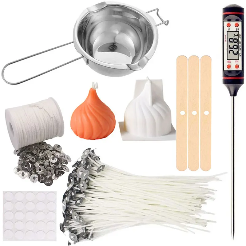 Candle Making Kit Set Melting Pot Wicks Sticker DIY Candle Fixator Craft Tools Handmade Aromatherapy Soy Wax Cotton Core Holder