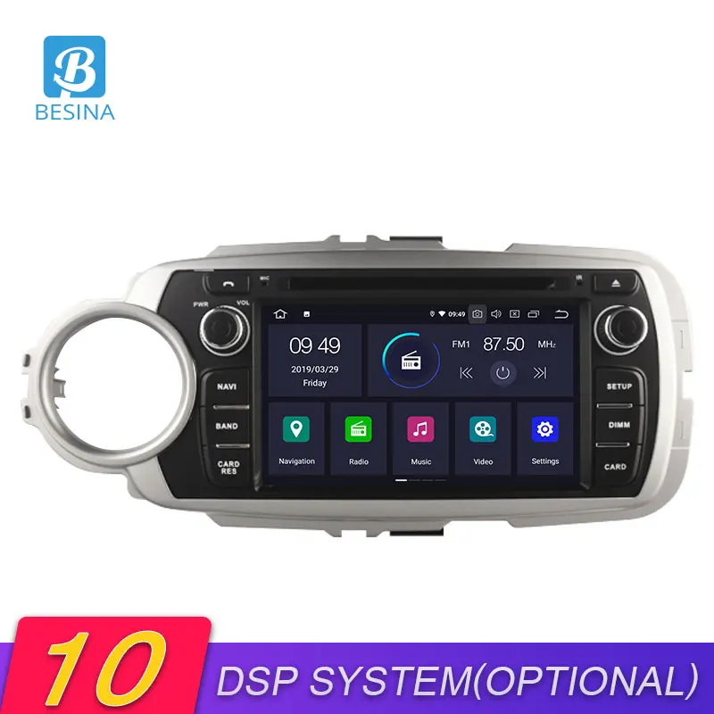 Автомобильный мультимедийный плеер Besina Android 10 для Toyota Yaris 2012 2013 2014 2015 2016 2017 DVD VD GPS