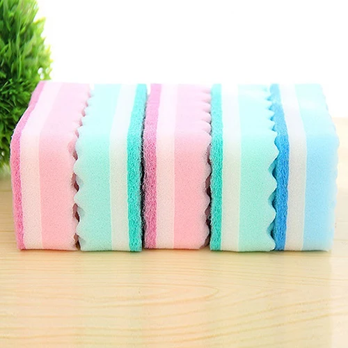 5Pcs Thick Wavy Antibacterial Kitchen Sponge Brush Scouring Pads Dish Towels