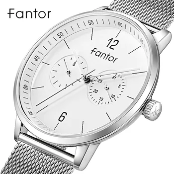 

Fantor Fashion Brand Luxury Classic Men Watch Mesh Strap Waterproof Chronograph Watch relogio masculino Quartz Wristwatch Mens