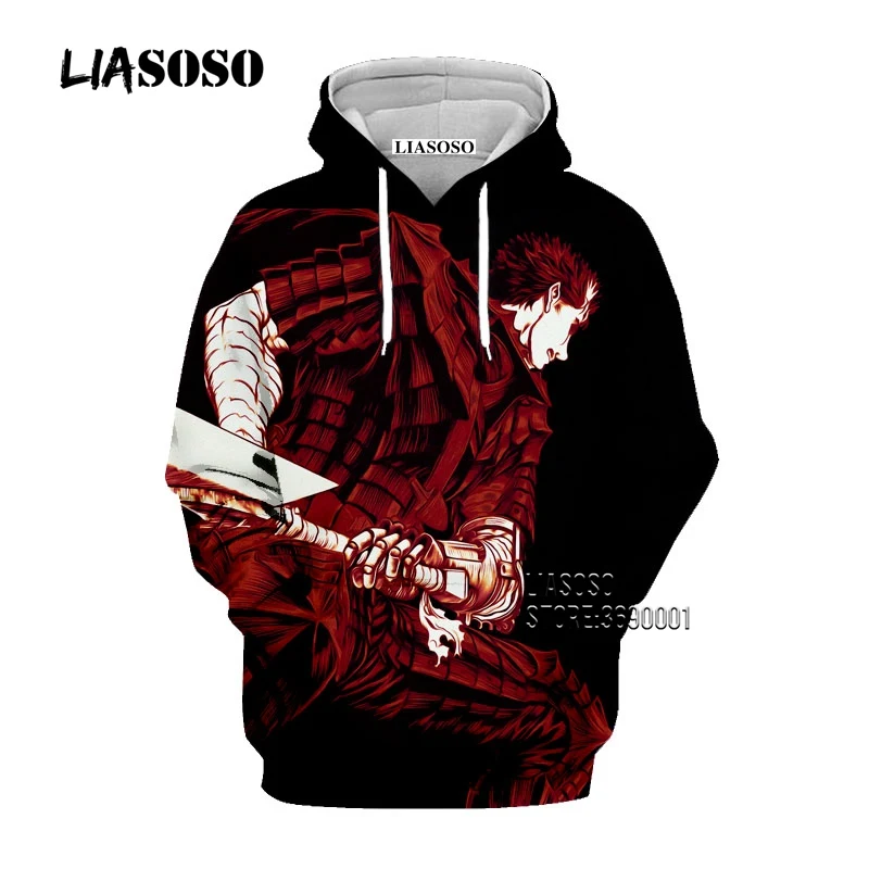 2 LIASOSO Manga Berserk Guts Гриффит воин Меч Волк 3D принт для женщин мужчин Толстовка Толстовки, пуловеры, повседневный стиль мужские топы - Цвет: 2