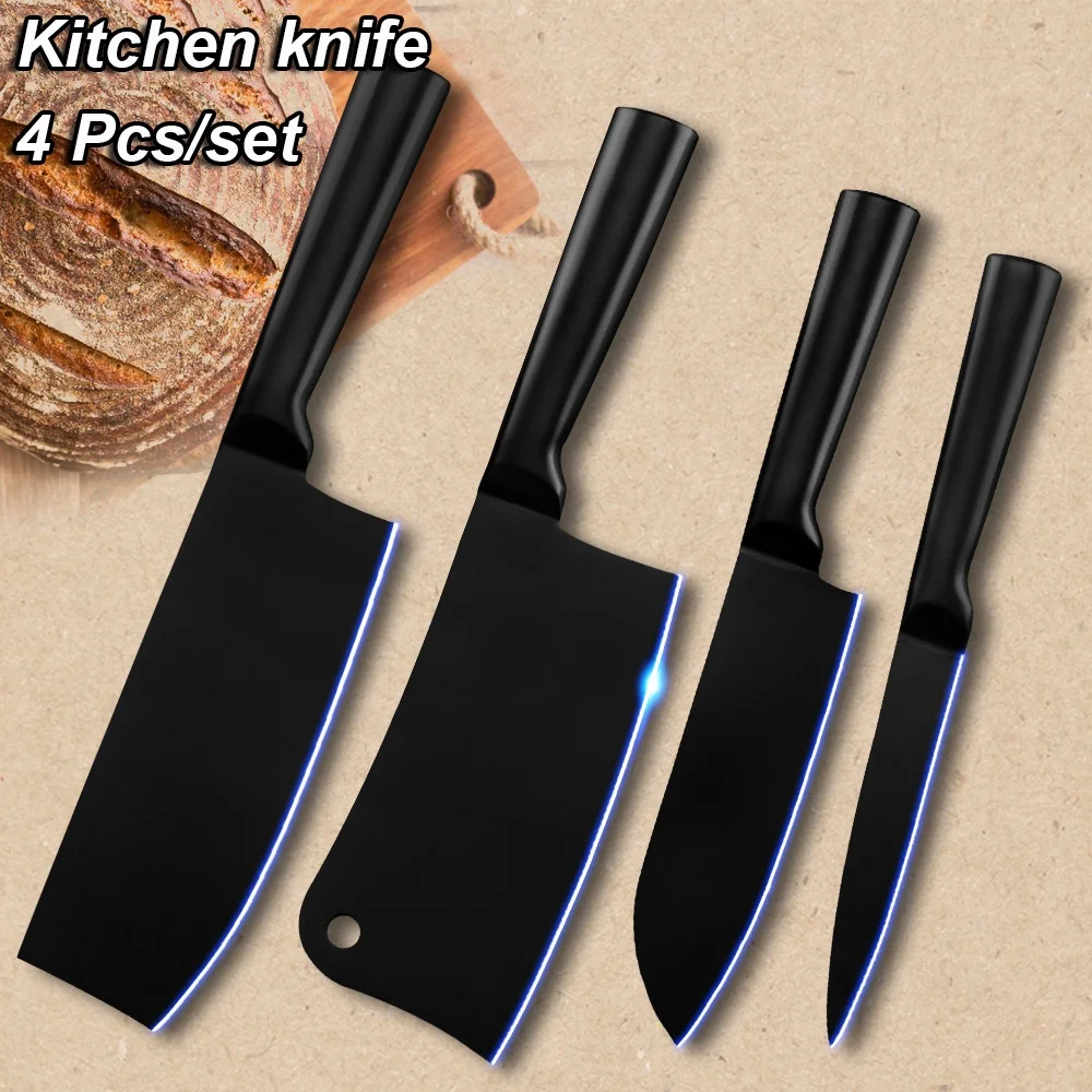 

Stainless Steel Kitchen Knife Set Sharp 4 Pcs Chef's Kitchen Knives Set with Knife Stand Chopping Kitchen Santoku Utility Knife