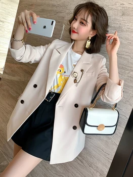 

Star badge double-breasted waist and all-match silhouette small suit jacket women's 2020 autumn new