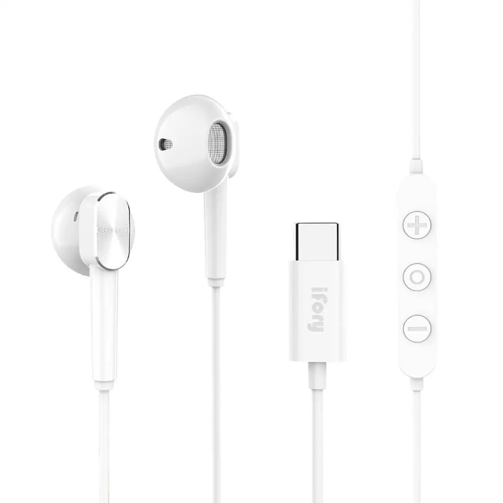 USB C Earphones iFory HiFi Stereo Type C Earbuds Stereo in Ear Earbud USB C Headphones with Mic and Volume Control