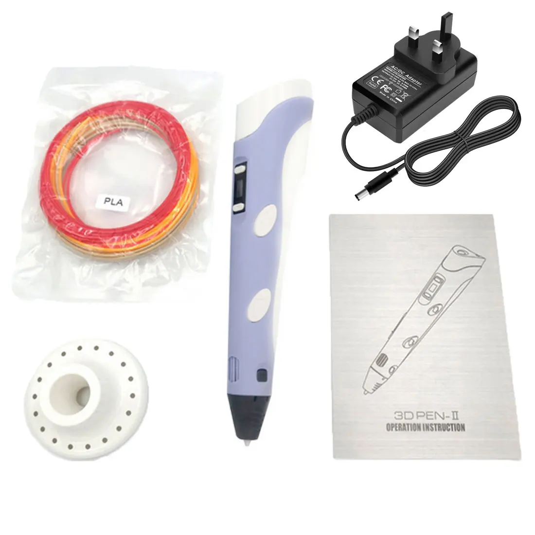 PURPLE UKplug 3D печать ручка пластиковая DIY трехмерная картина игрушка 3D Ручка детский дизайн рисунок креативная игрушка подарок - Цвет: PURPLE UKplug