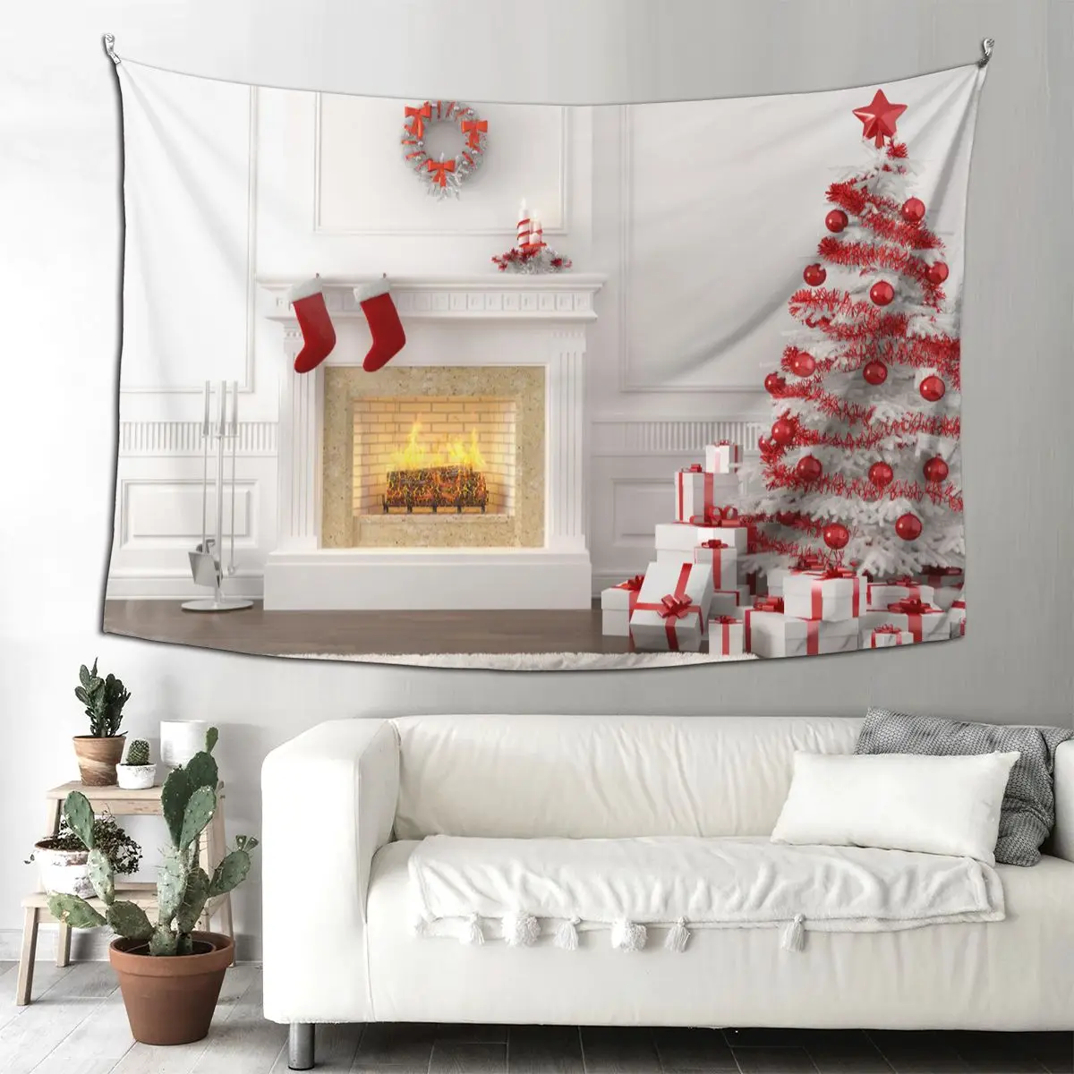 Christmas Gift Tapestry Hippie Polyester Wall Hanging Fireplace Xmas Room Decor Curtain Witchcraft | Дом и сад