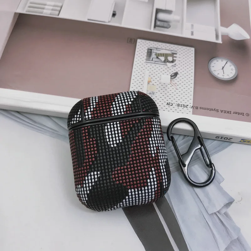Wine red Камуфляжный кожаный чехол для наушников для Apple Airpods противоударный чехол для наушников для Air Pods coque аксессуары для наушников - Цвет: Wine red